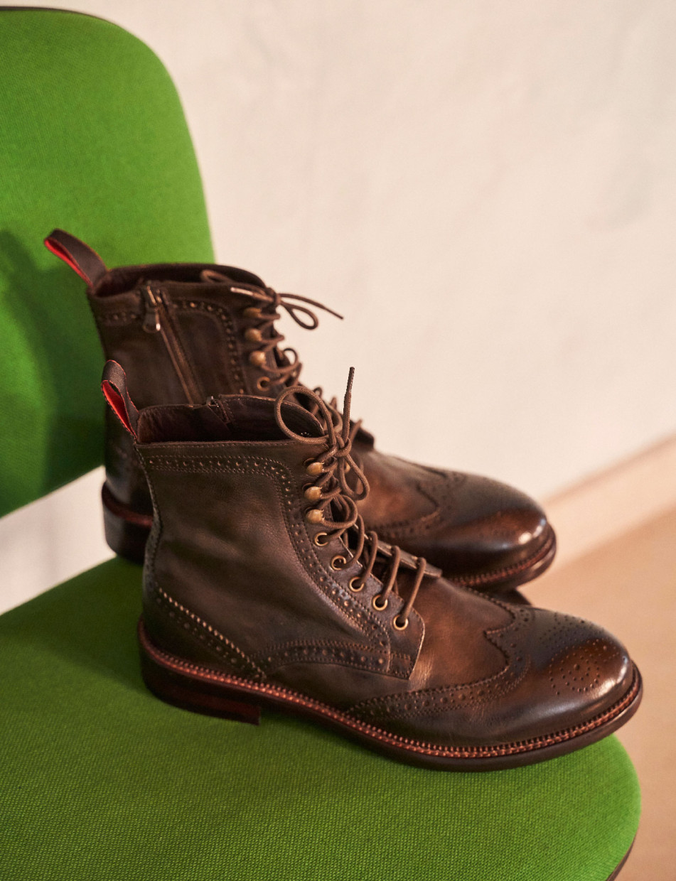 Ankle boots green leather