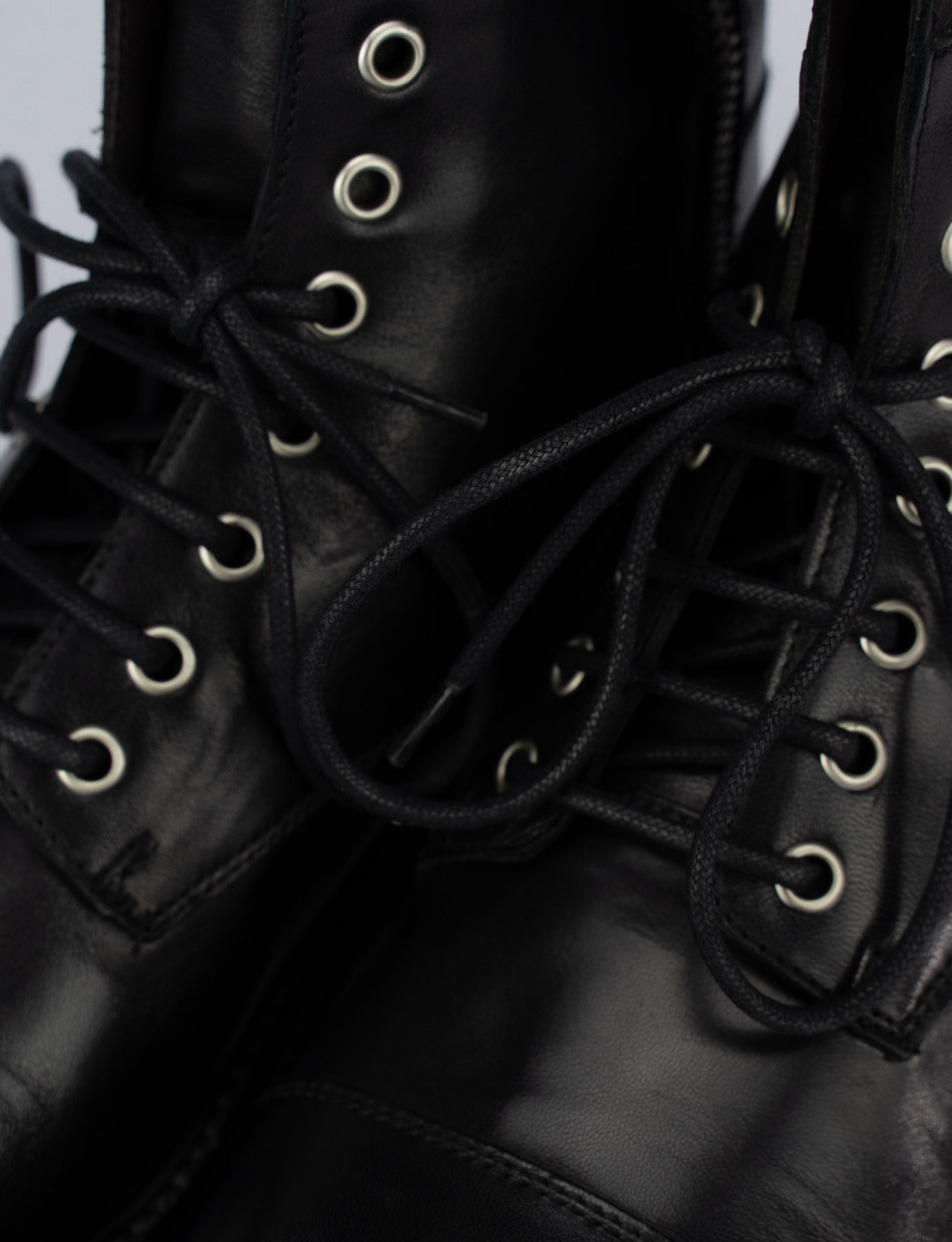 Combat boots heel 1 cm black leather