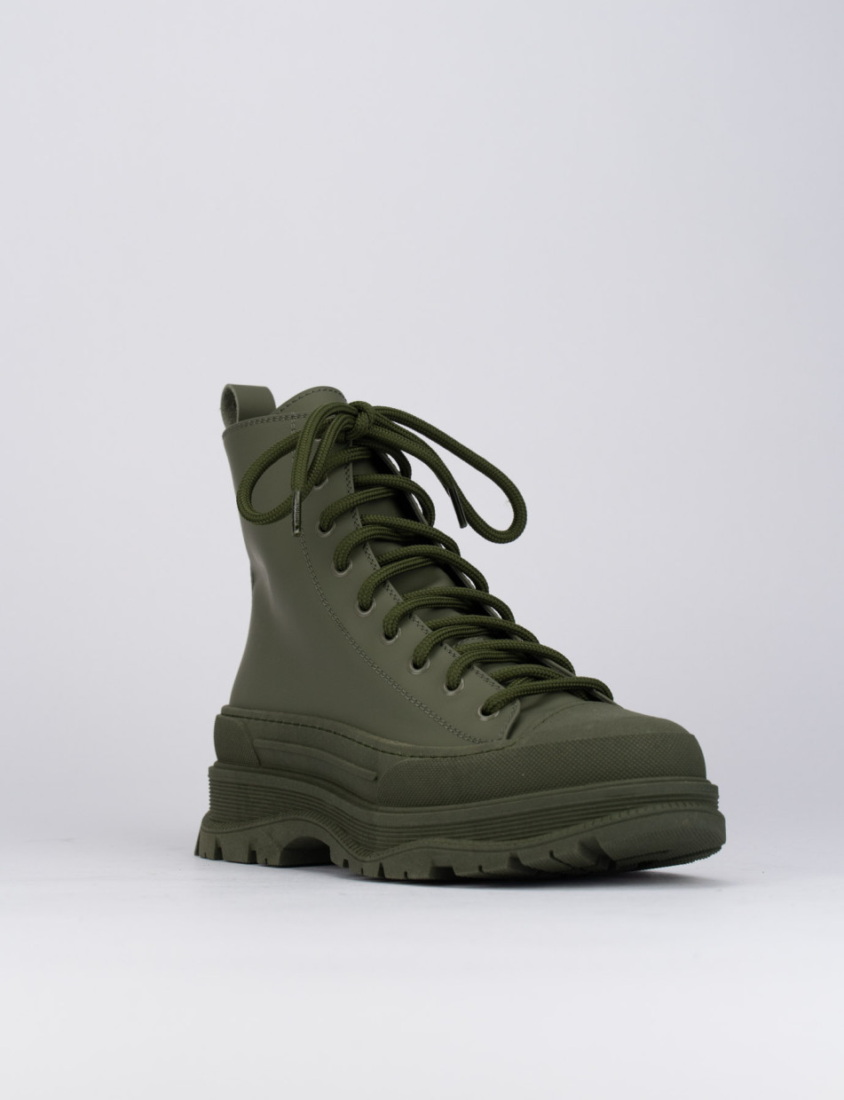 Combat boots heel 1 cm green leather