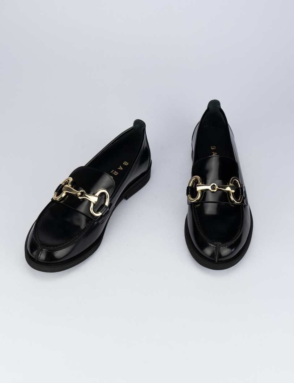 Loafers heel 2 cm black leather