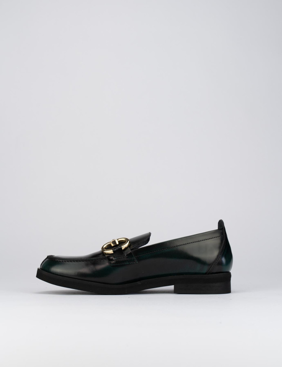 Mocassini tacco 2cm pelle verde