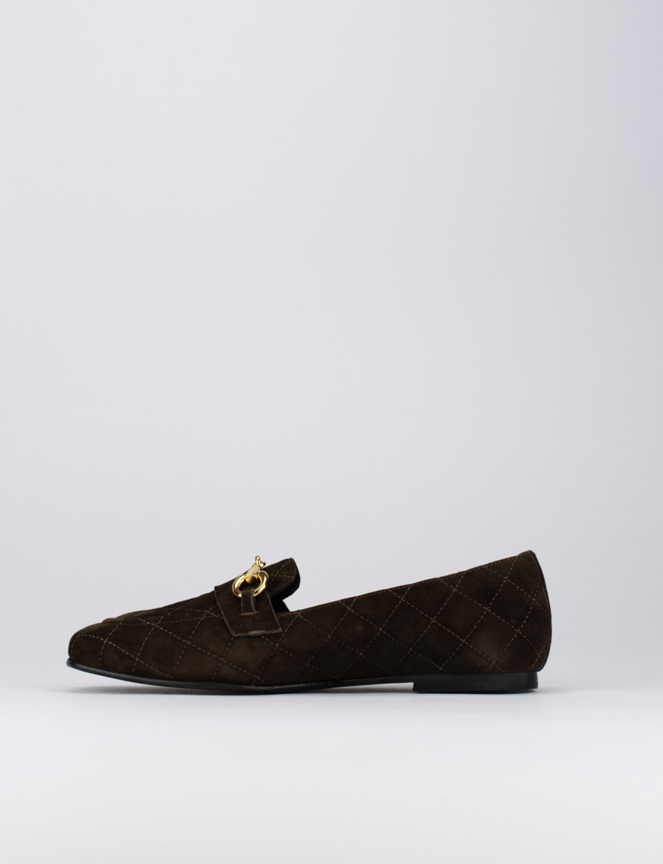 Loafers heel 2 cm dark brown chamois