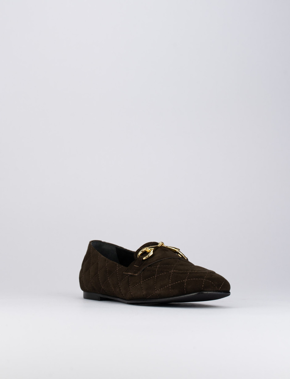 Loafers heel 2 cm dark brown chamois