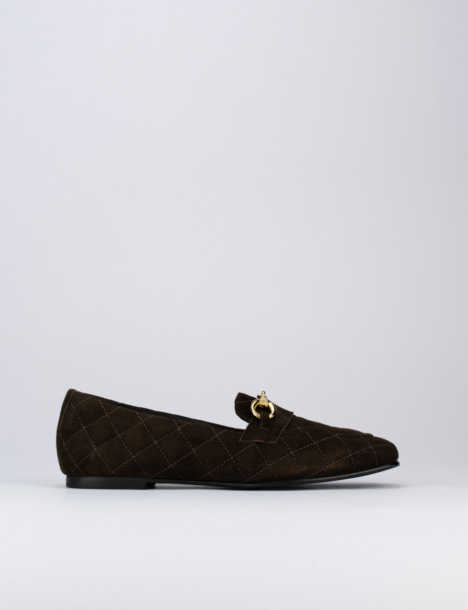 Loafers heel 2 cm dark brown chamois