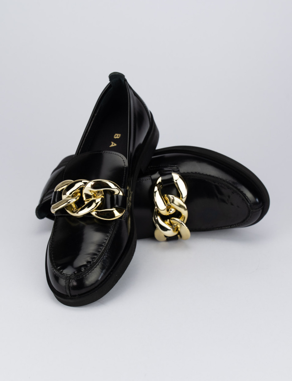 Loafers heel 2 cm black leather