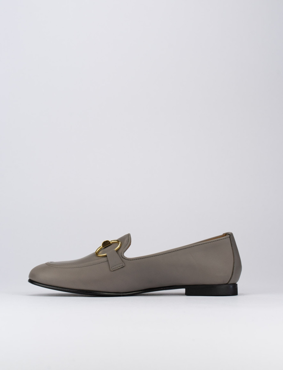Loafers heel 1 cm grey leather