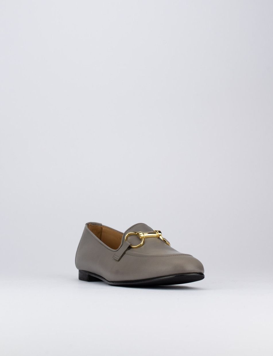 Loafers heel 1 cm grey leather