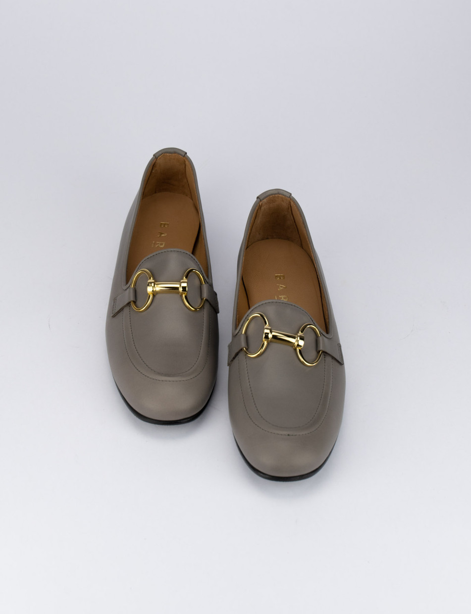 Loafers heel 1 cm grey leather