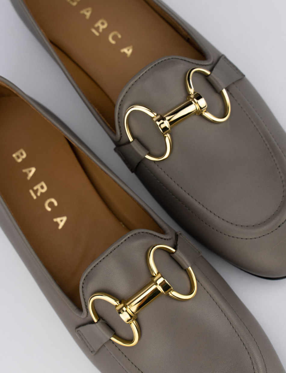Loafers heel 1 cm grey leather