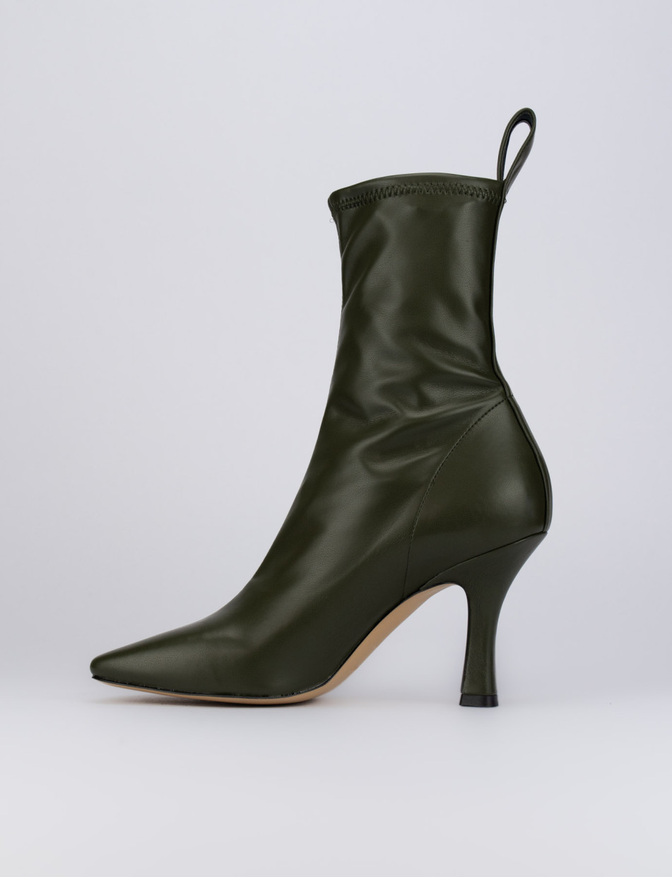 High heel ankle boots heel 8 cm green leather