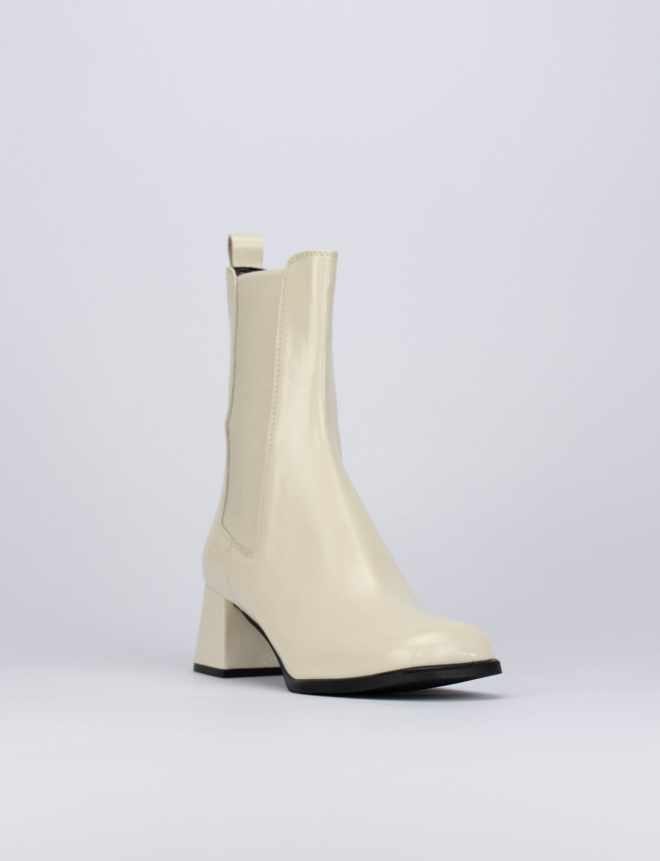 Stivaletti tacco 5cm pelle bianco