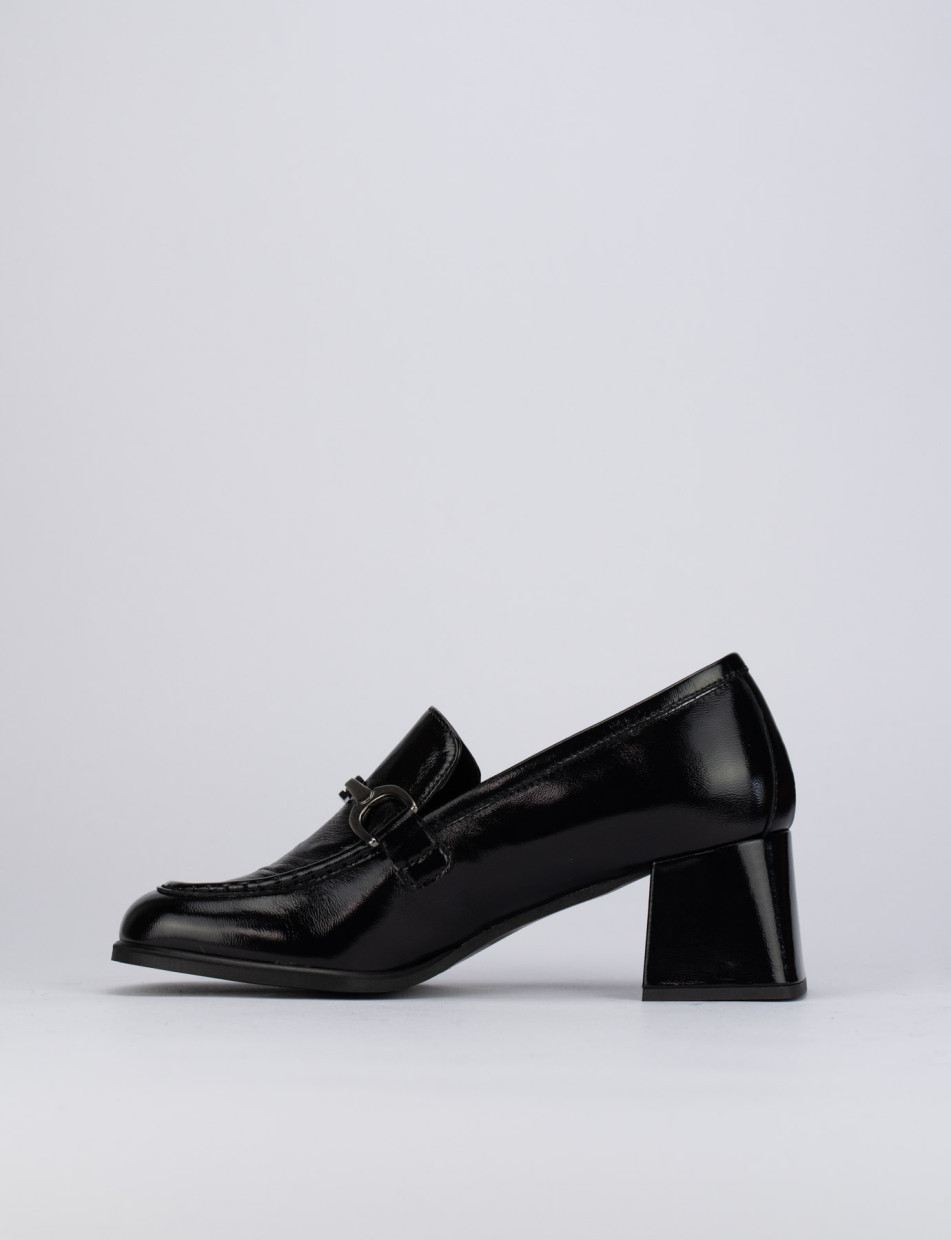 Mocassino tacco 9 cm nero pelle