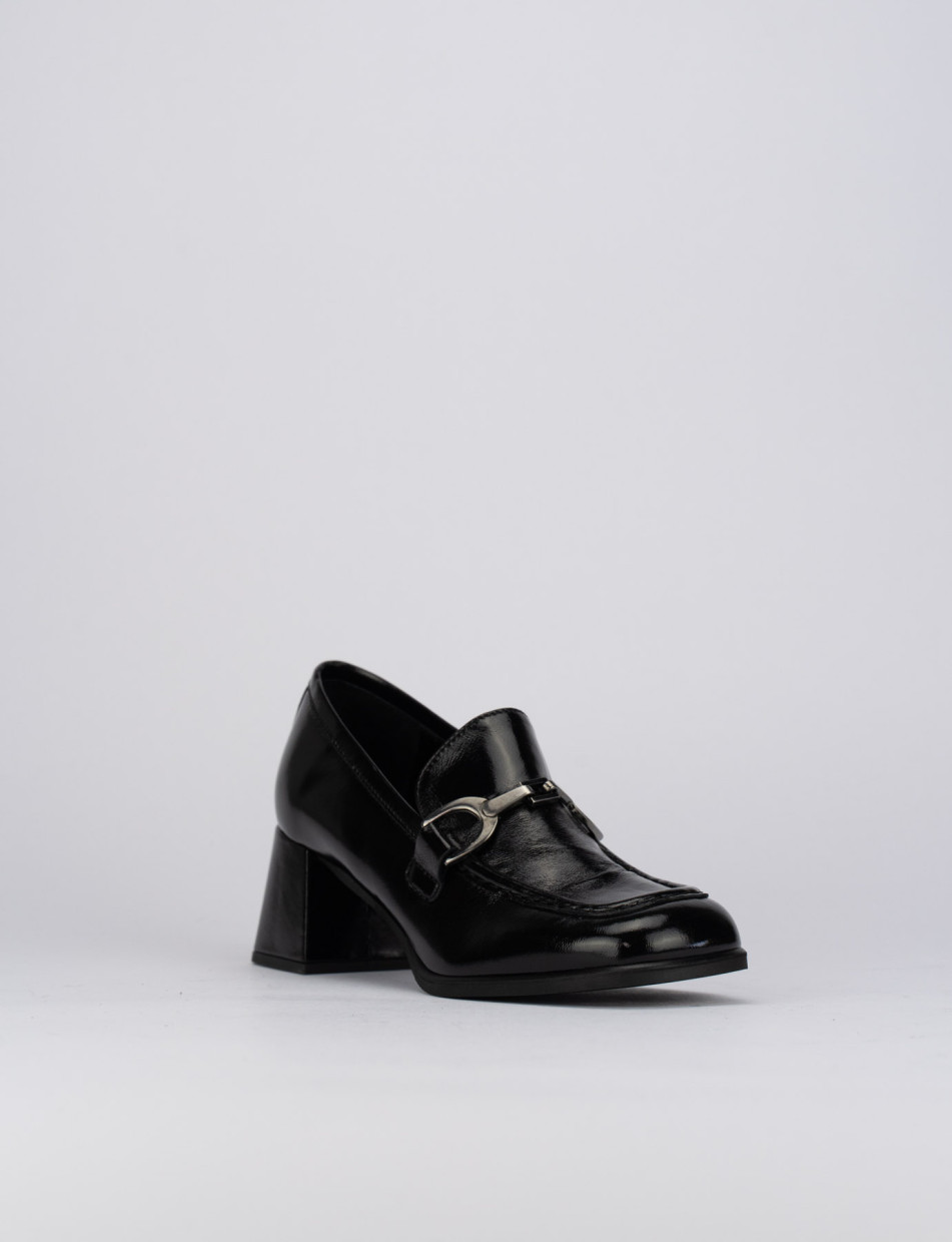 Mocassino tacco 9 cm nero pelle