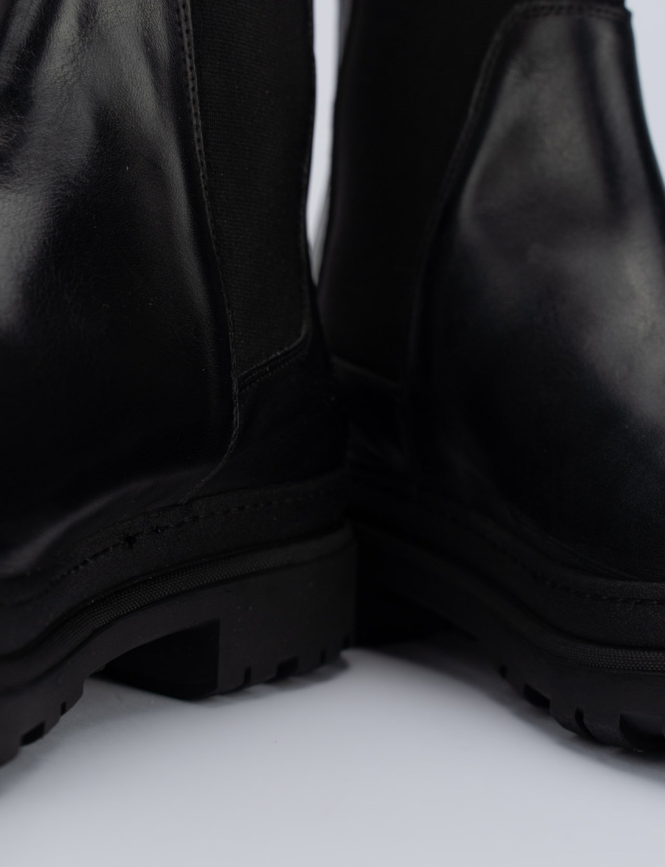 Ankle boots heel 1 cm black leather