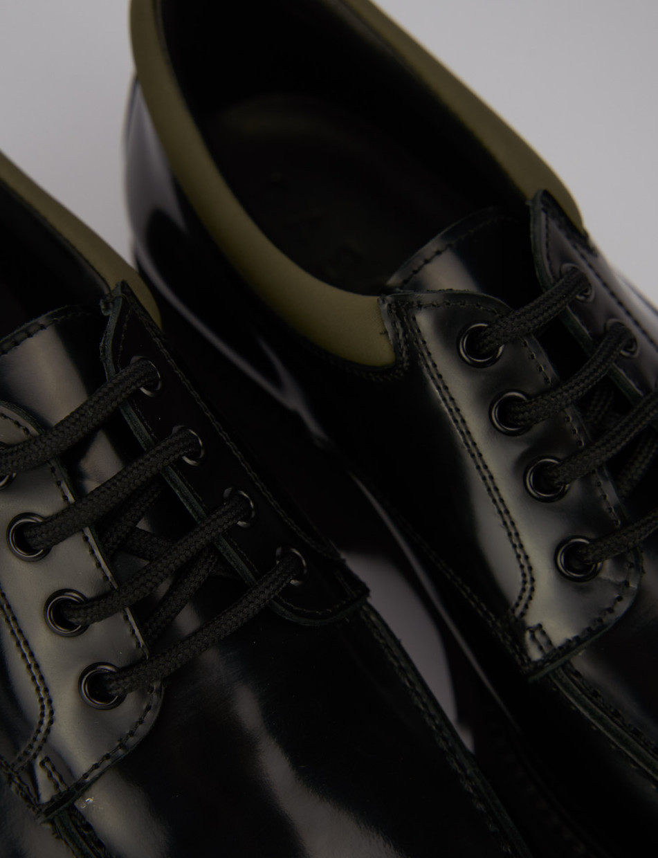 Lace-up shoes man heel 1 cm black leather | Barca Stores