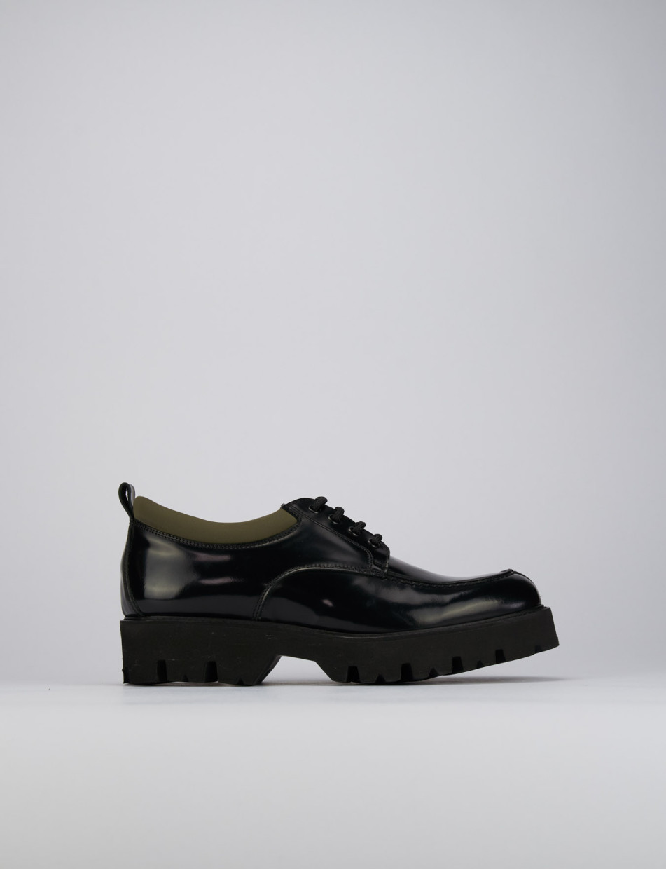 Lace-up shoes man heel 1 cm black leather | Barca Stores