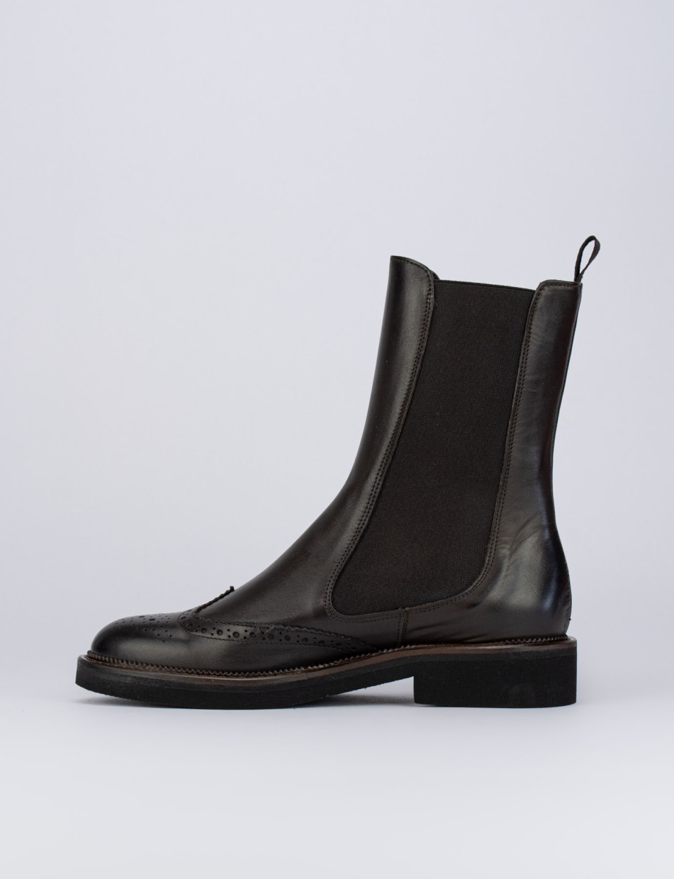 Low heel ankle boots heel 2 cm dark brown leather