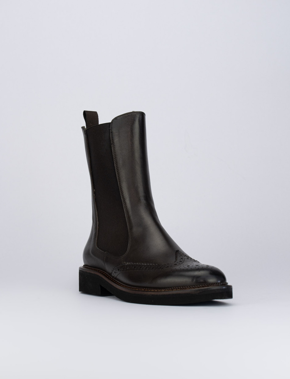 Low heel ankle boots heel 2 cm dark brown leather