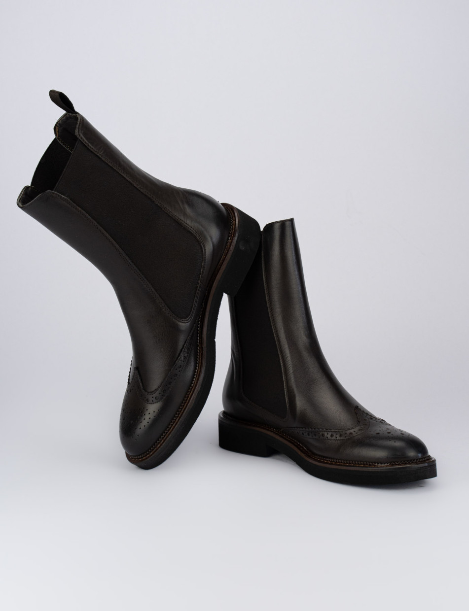 Low heel ankle boots heel 2 cm dark brown leather