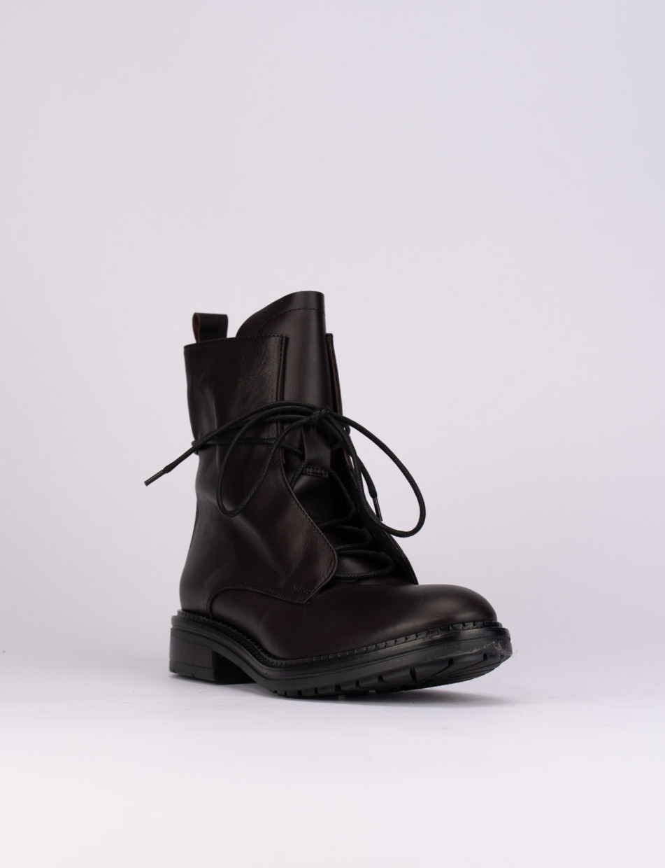 Combat boots heel 1 cm bordeaux leather