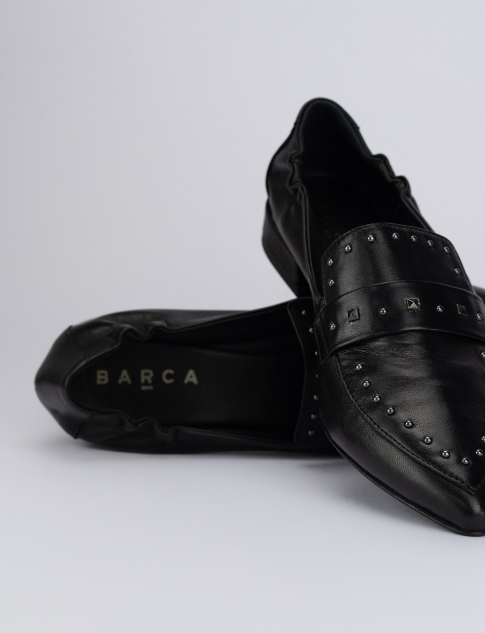 Ballerina mocassino tacco 1 cm nero pelle