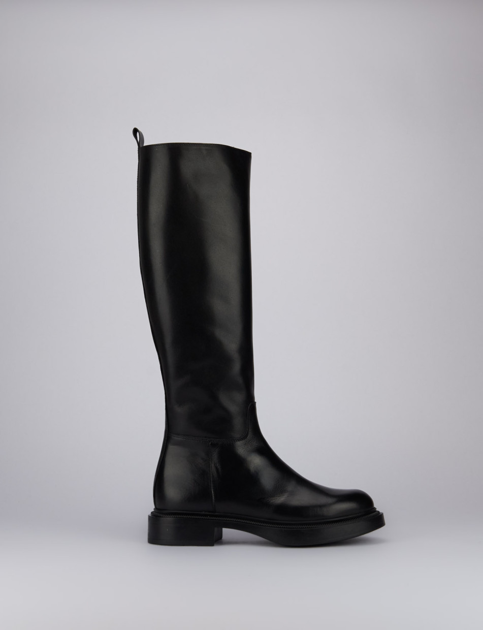 Low heel boots heel 1 cm black leather