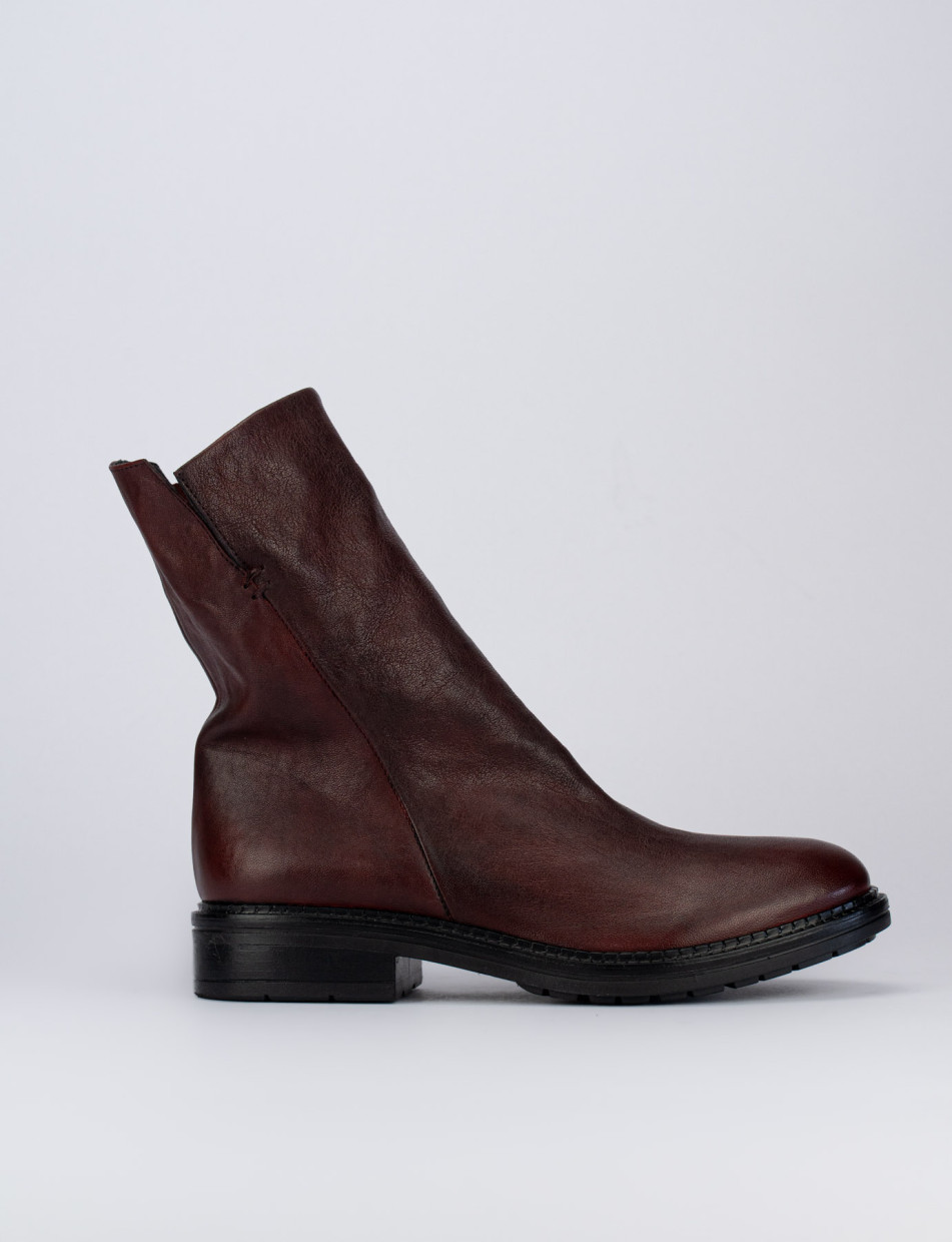 Low heel ankle boots heel 1 cm bordeaux leather