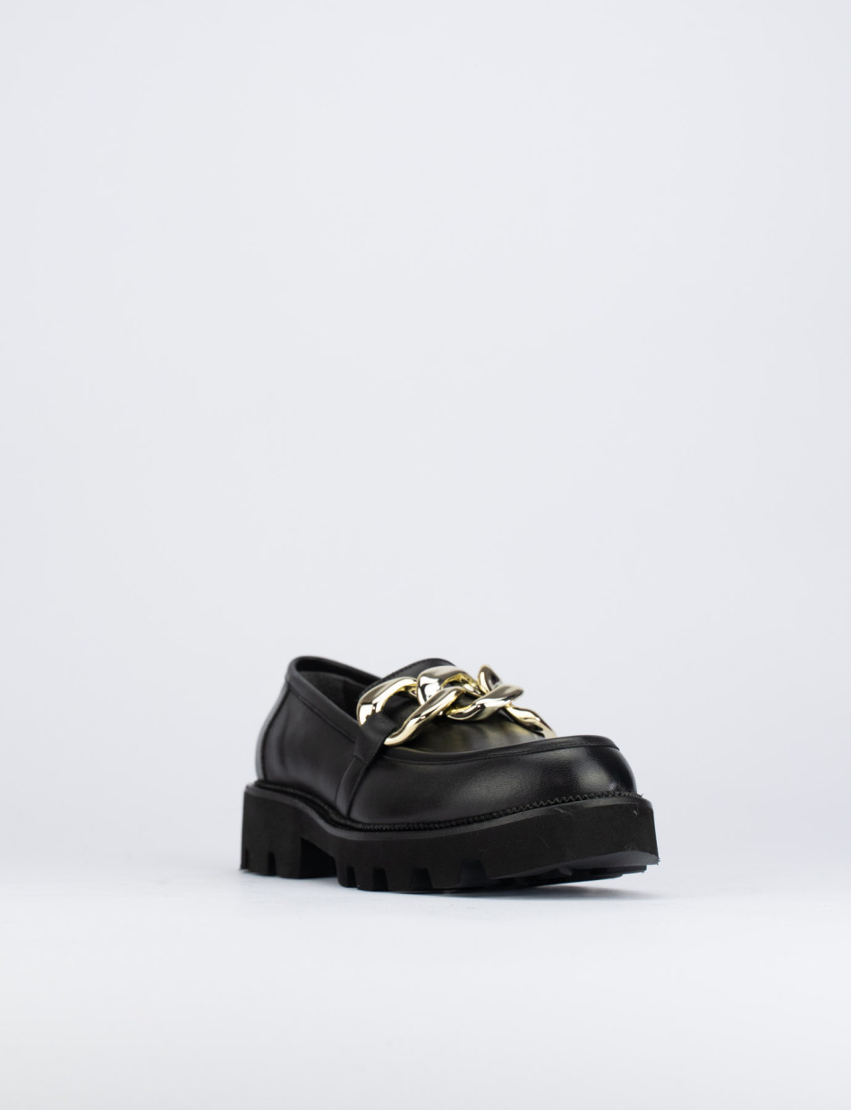 Mocassino tacco 2 cm nero pelle