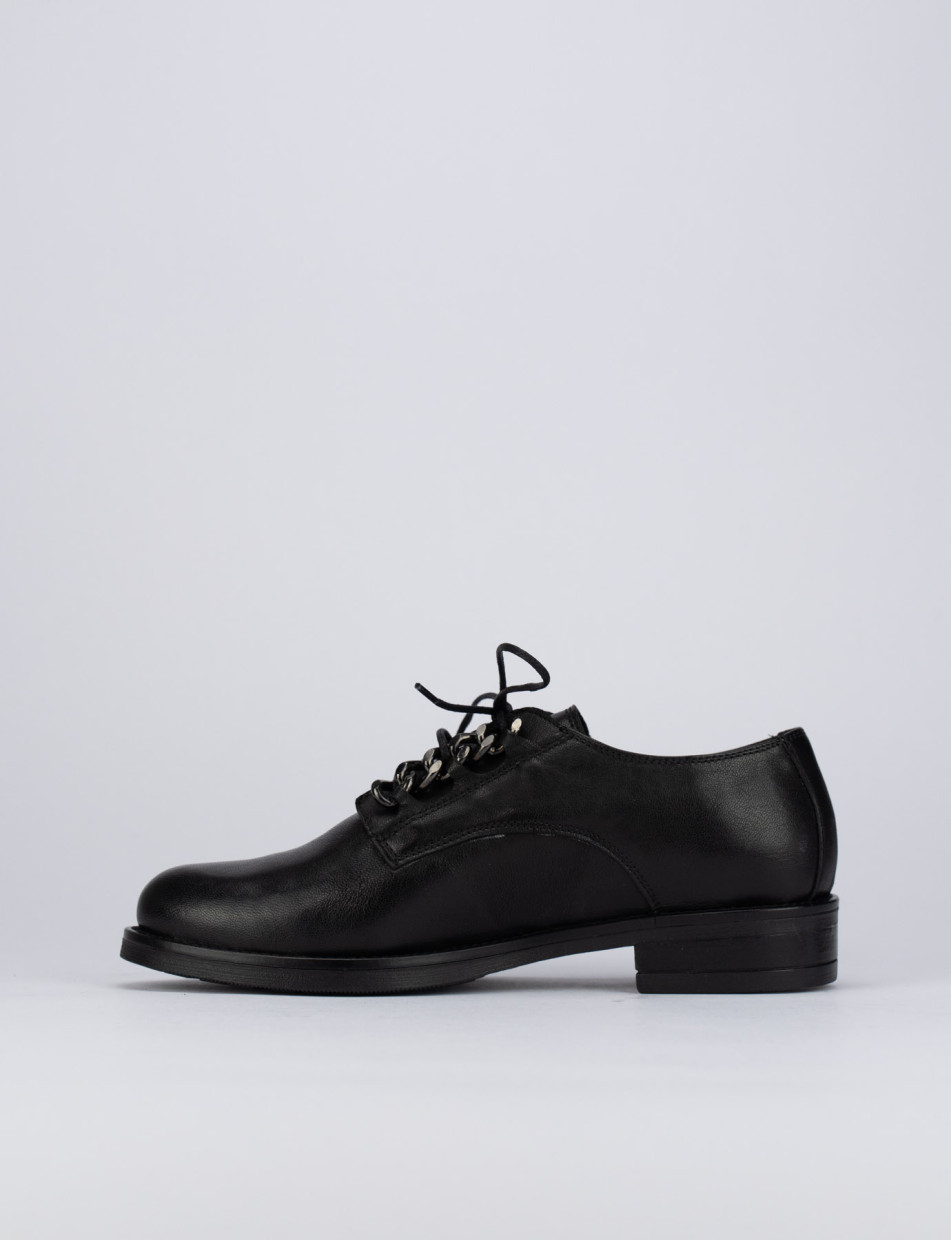 Lace-up shoes heel 1 cm black leather