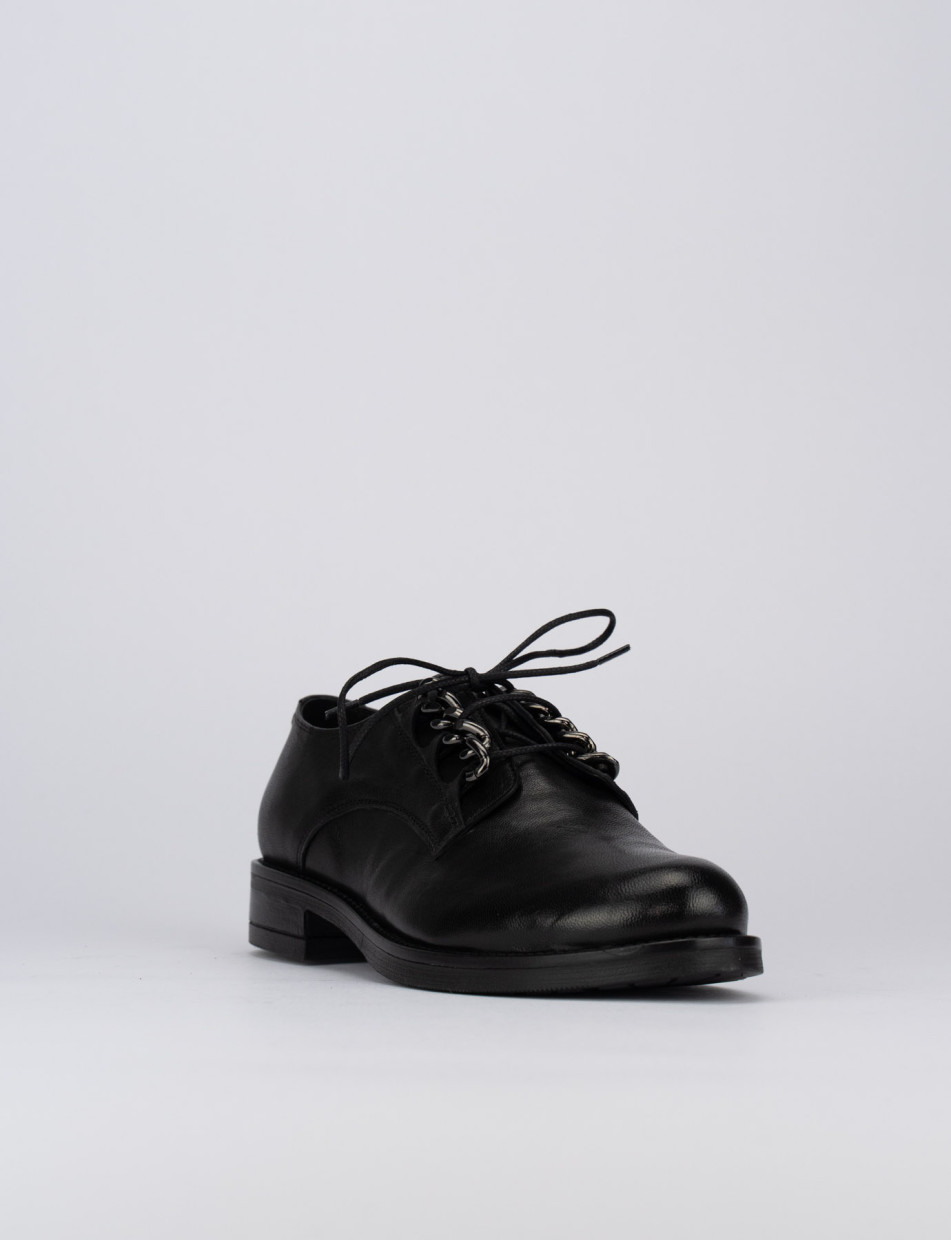 Lace-up shoes heel 1 cm black leather