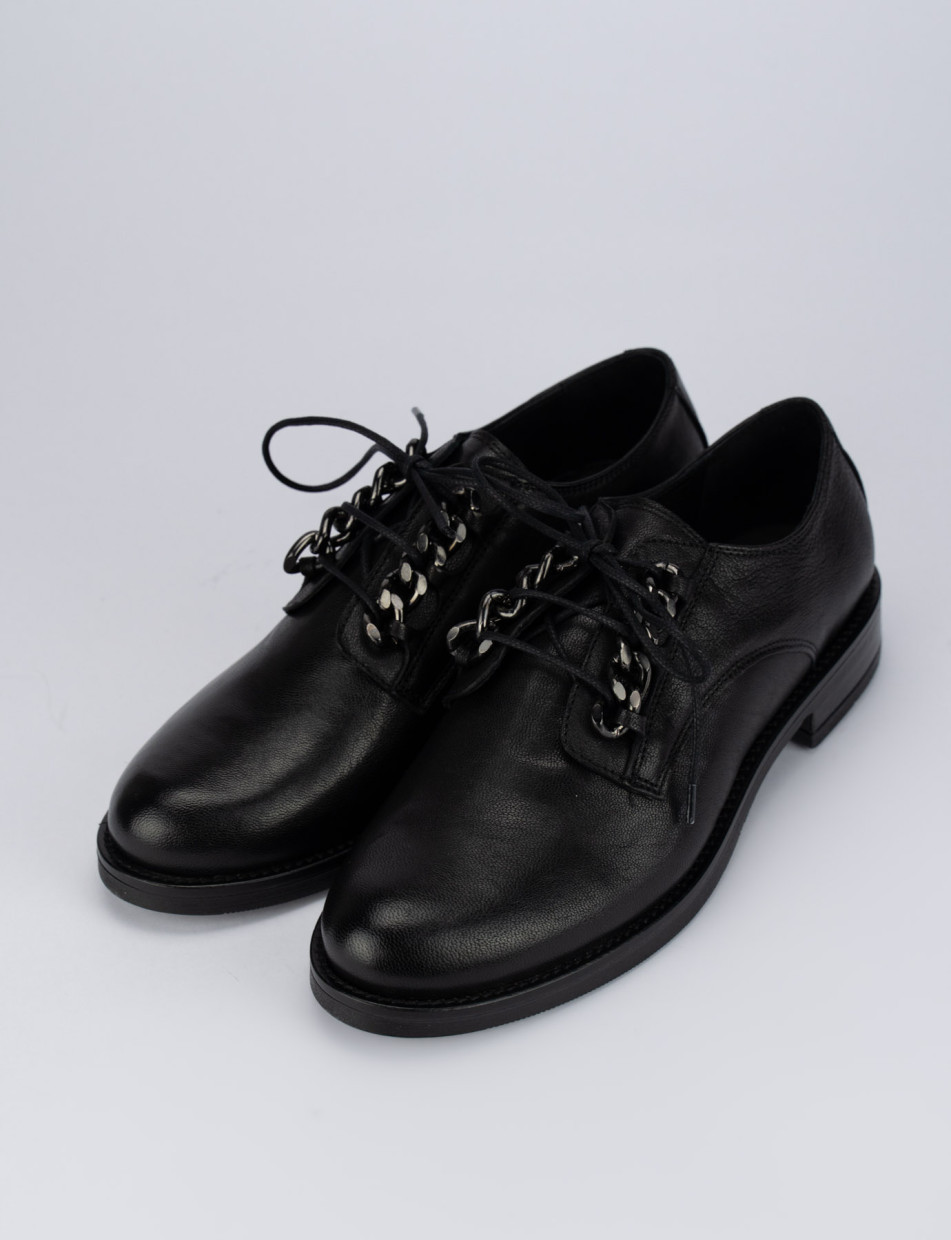 Lace-up shoes heel 1 cm black leather