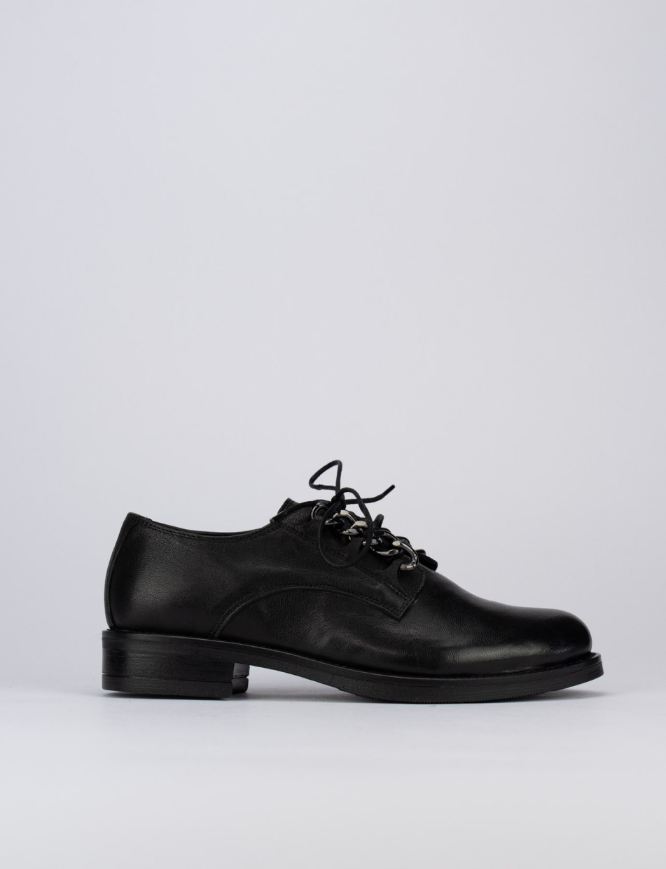 Lace-up shoes heel 1 cm black leather