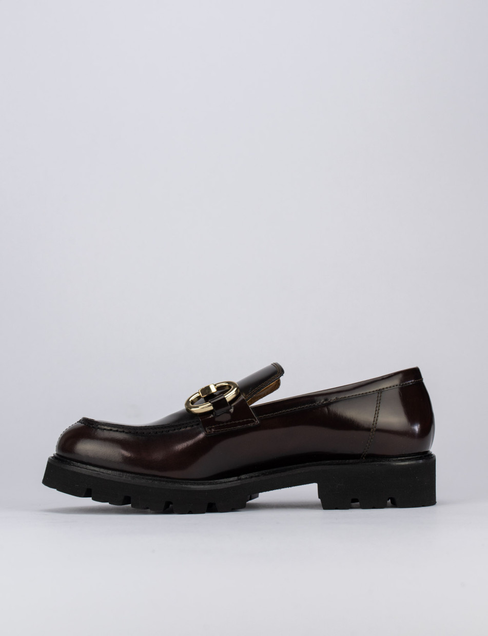 Loafers heel 1 cm dark brown leather