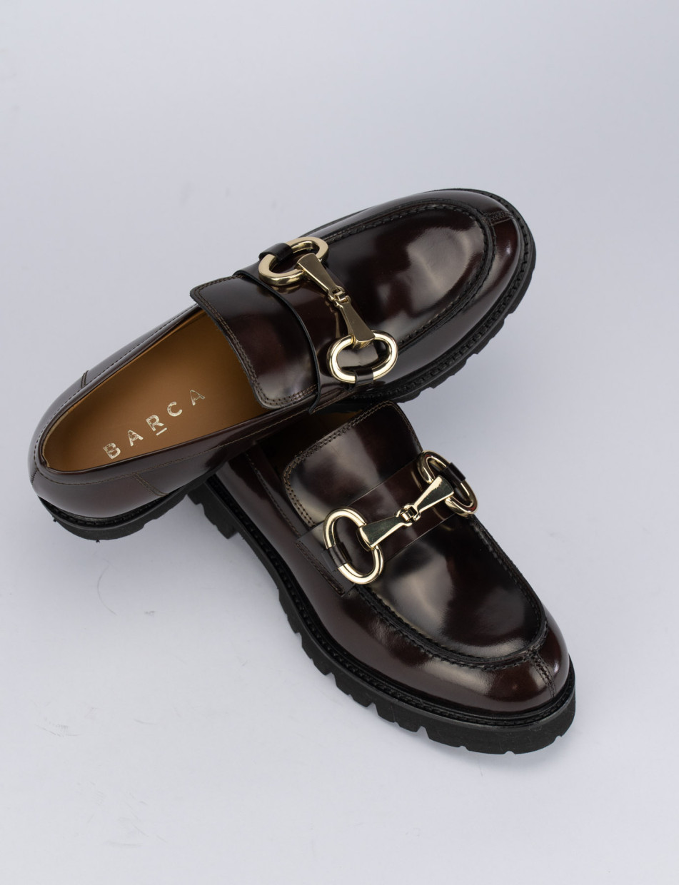 Loafers heel 1 cm dark brown leather