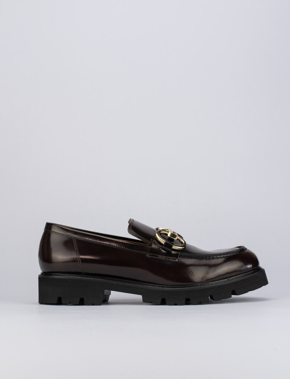 Loafers heel 1 cm dark brown leather