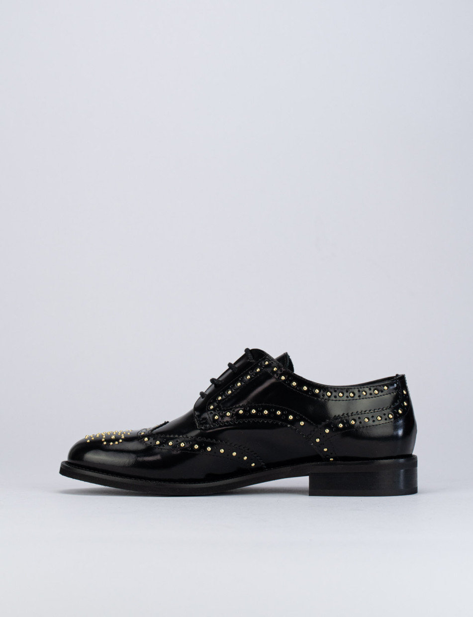 Lace-up shoes heel 2 cm black leather