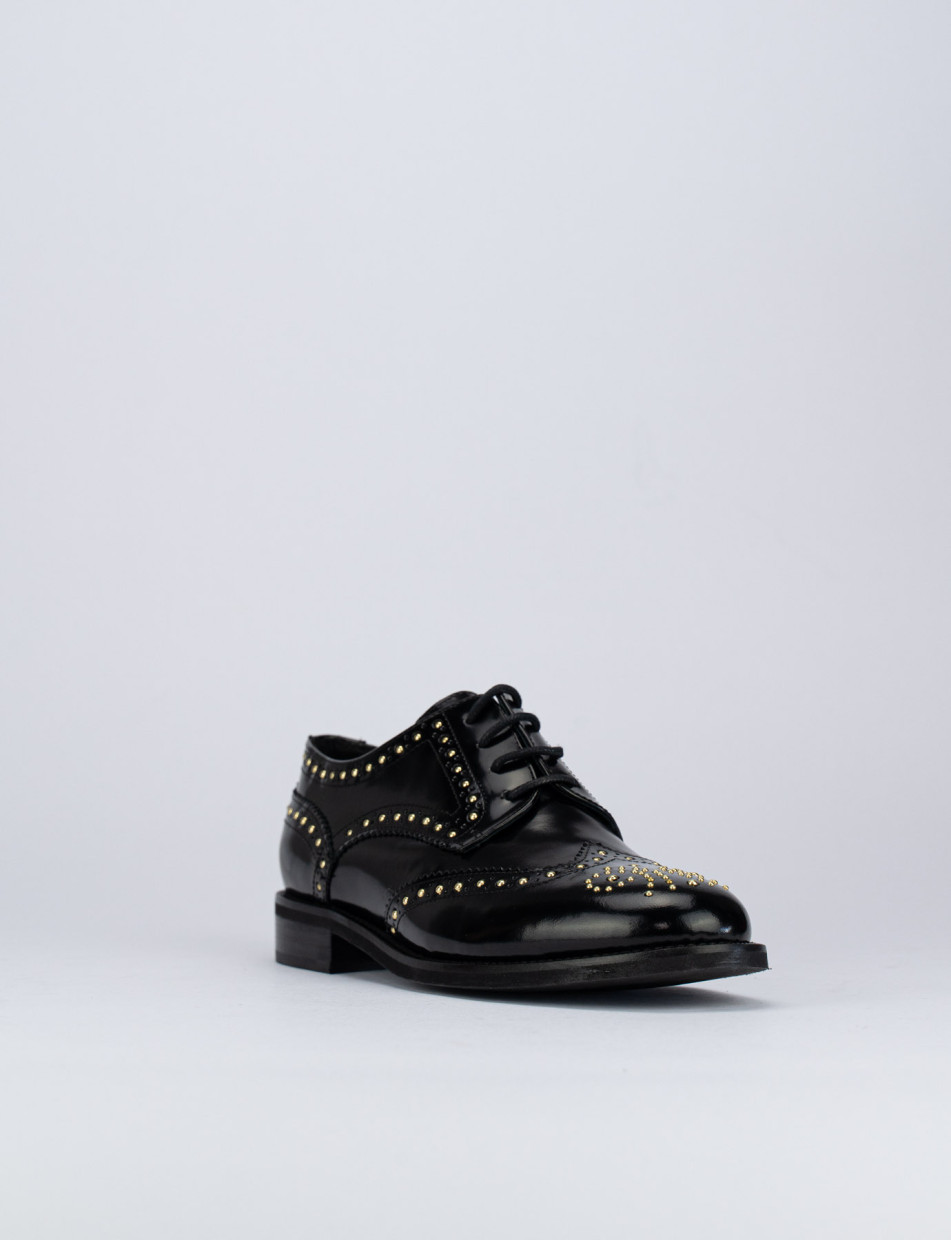 Lace-up shoes heel 2 cm black leather