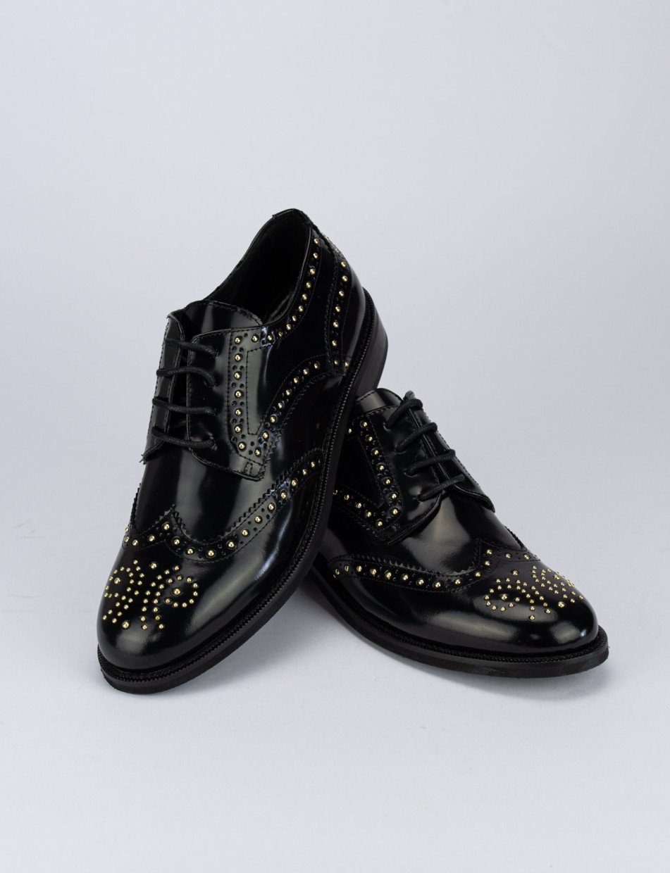 Lace-up shoes heel 2 cm black leather