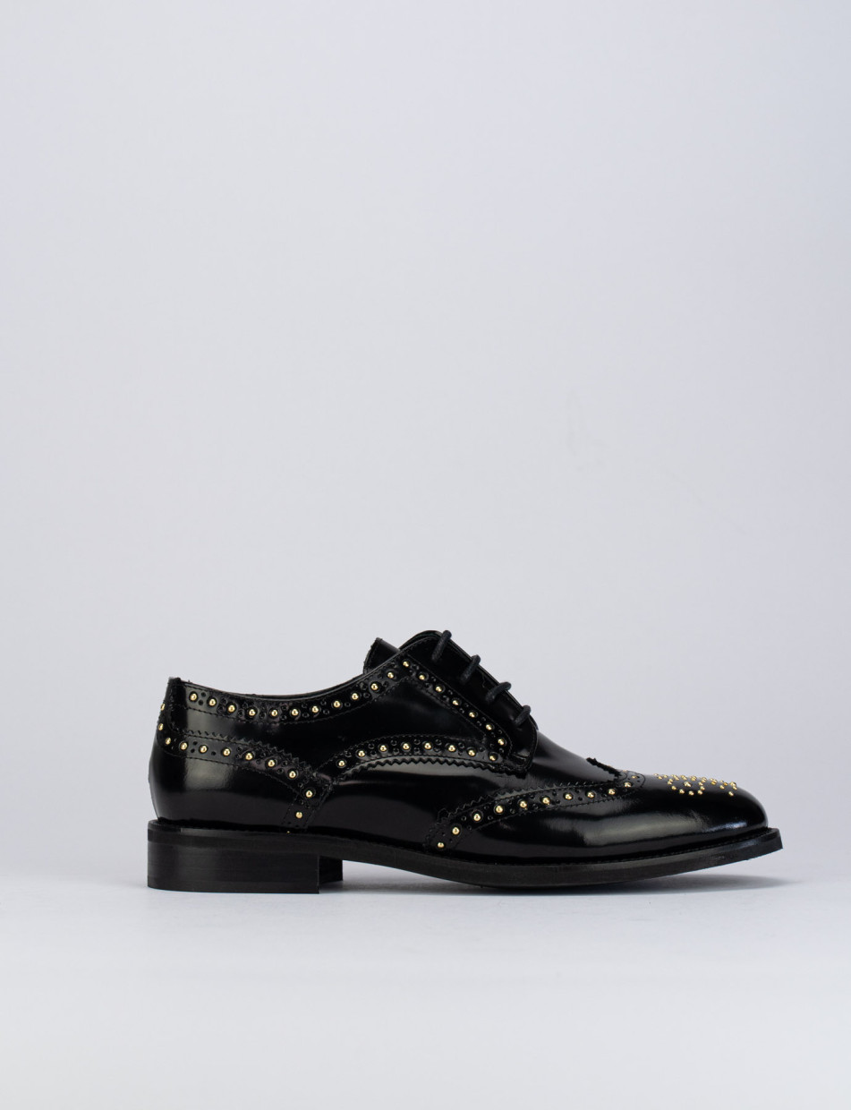 Lace-up shoes heel 2 cm black leather