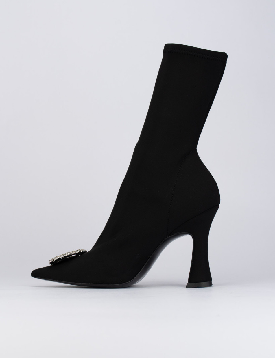 High heel ankle boots heel 9 cm black licra