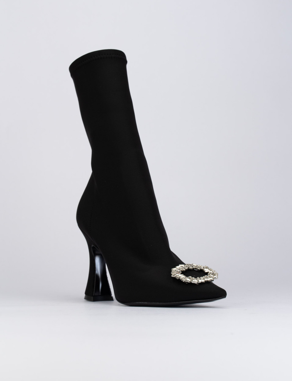High heel ankle boots heel 9 cm black licra