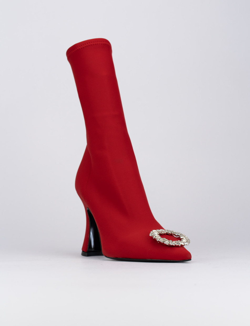 High heel ankle boots heel 9 cm red licra