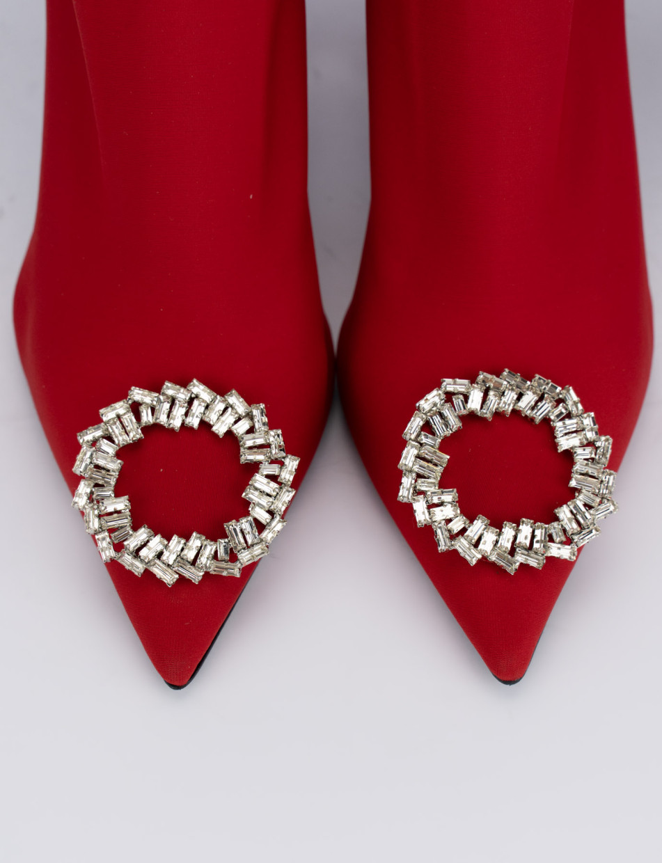 High heel ankle boots heel 9 cm red licra