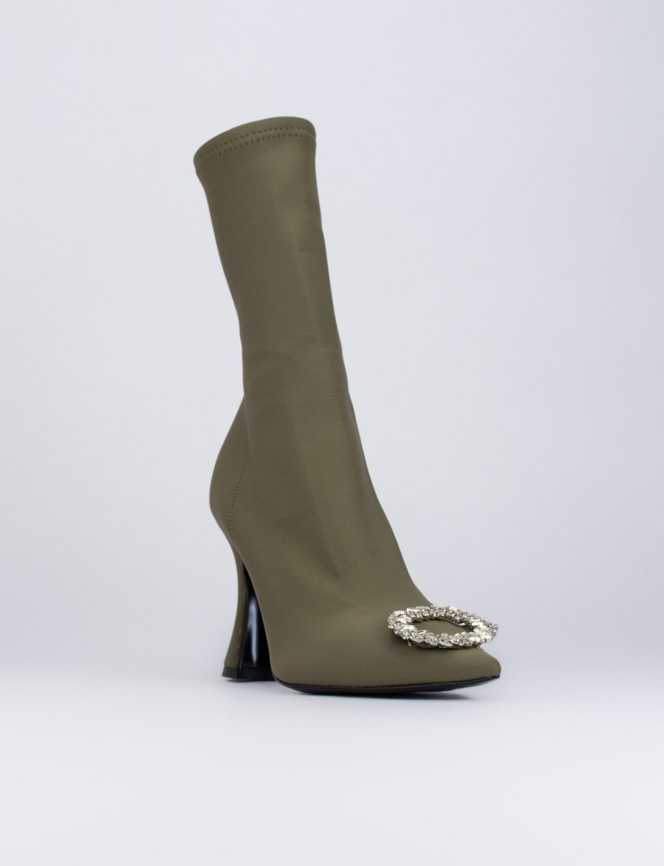 High heel ankle boots heel 9 cm green licra