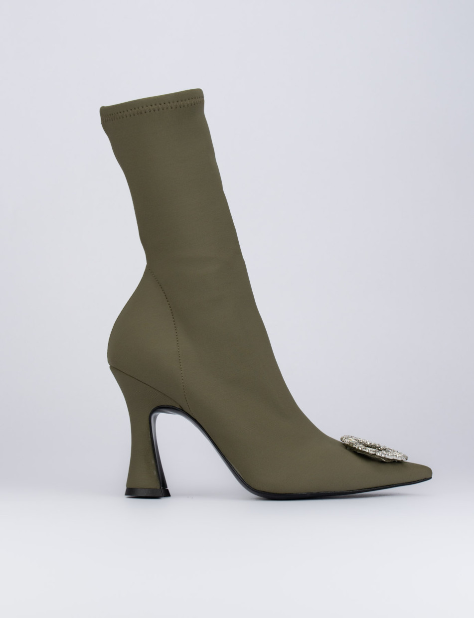 High heel ankle boots heel 9 cm green licra