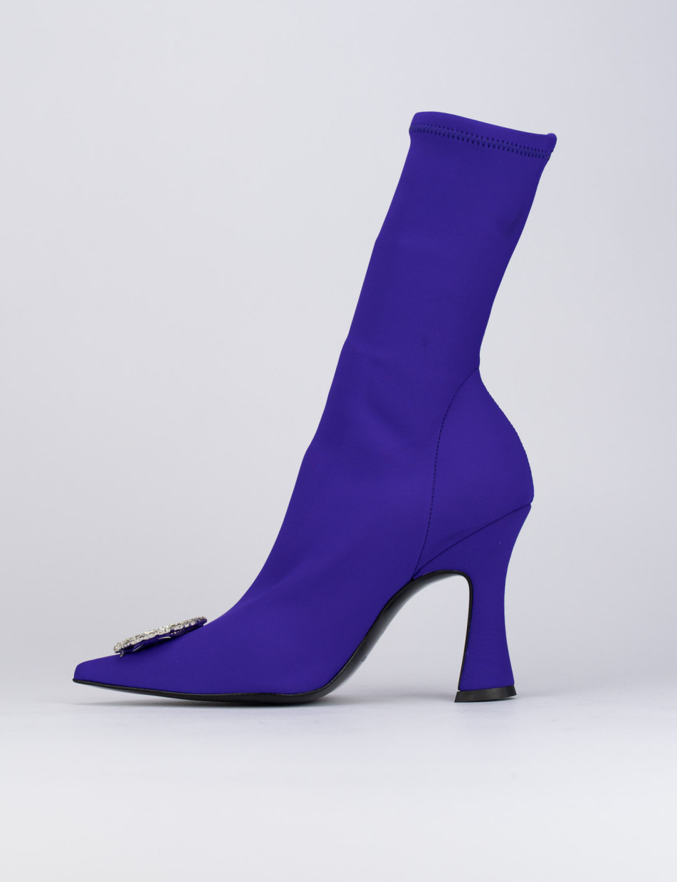 High heel ankle boots heel 9 cm violet licra