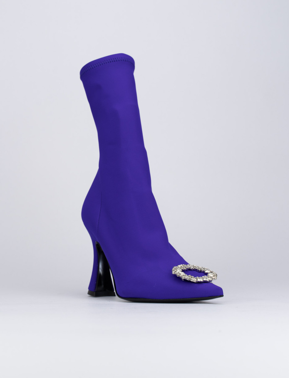 High heel ankle boots heel 9 cm violet licra