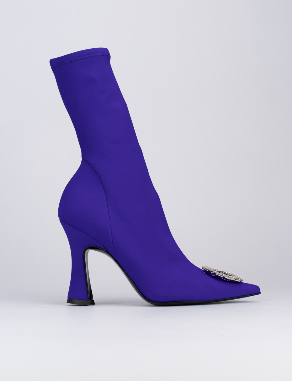 High heel ankle boots heel 9 cm violet licra