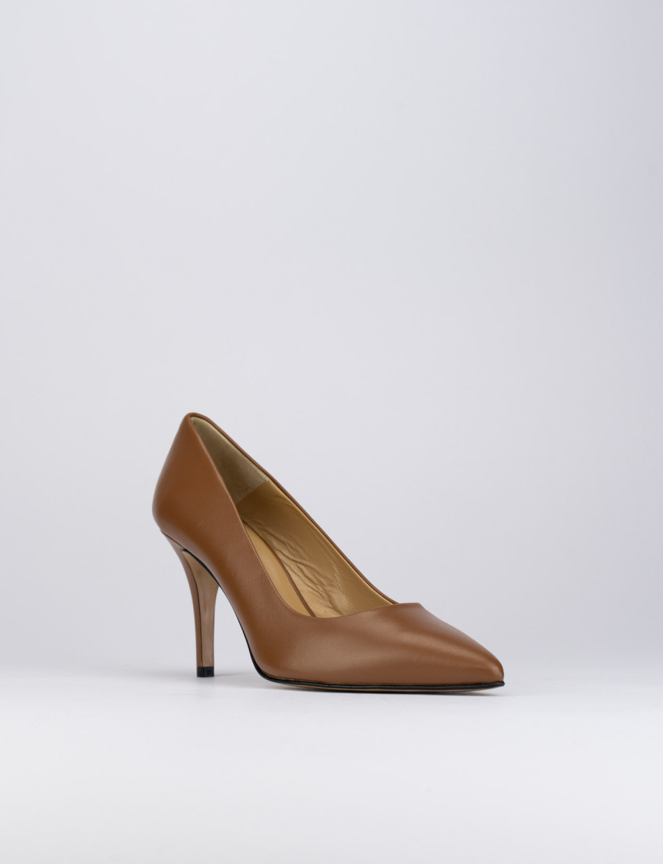 Decolte tacco 7 cm marrone pelle