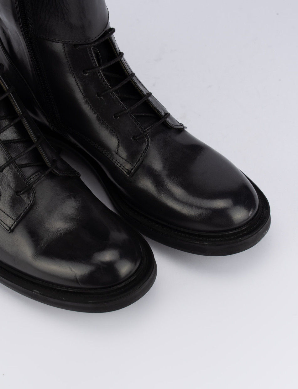 Combat boots woman heel 1 cm black leather Barca Stores